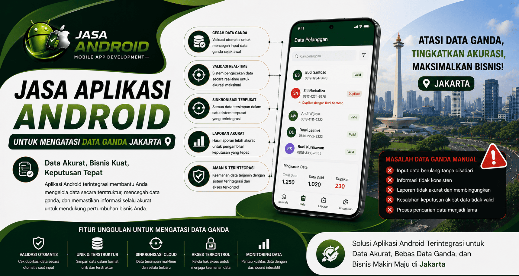 Jasa Aplikasi Android untuk Mengatasi Data Ganda Jakarta | Aplikasi Manajemen Data Custom